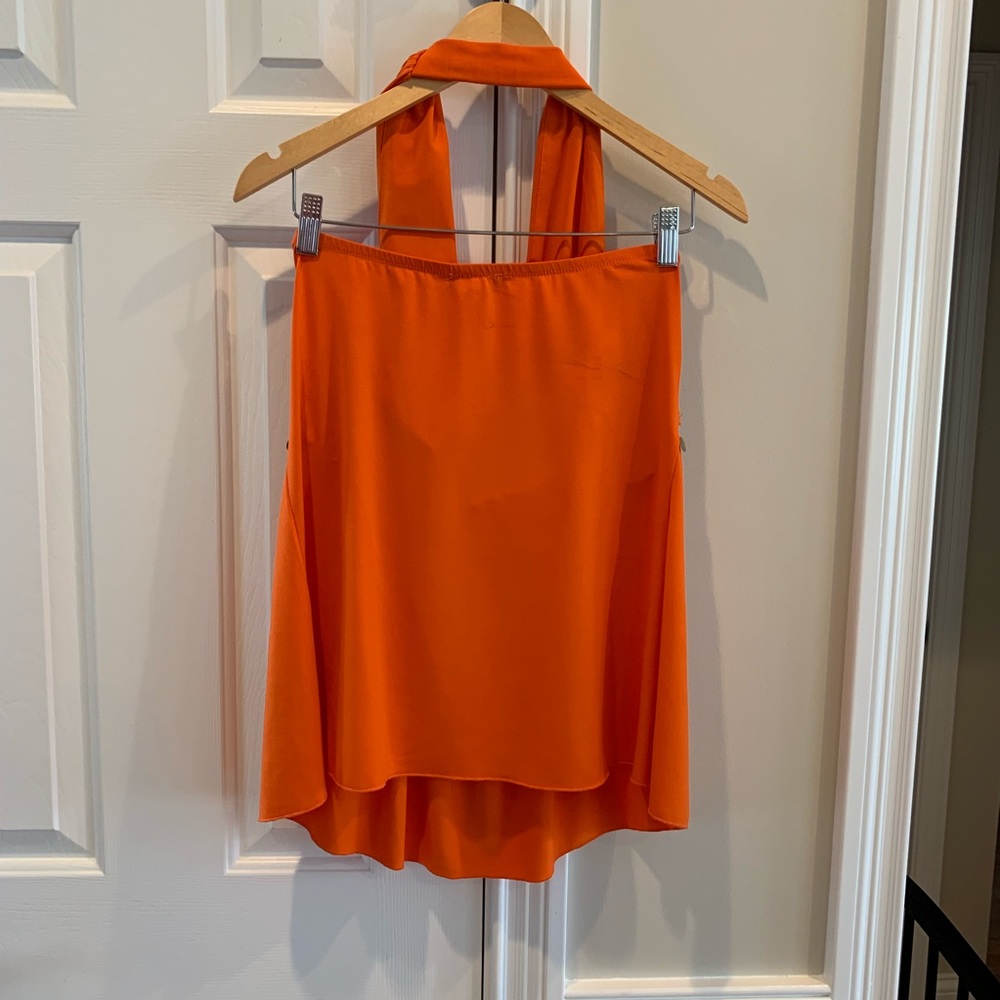 Orange Halter Top Beading & Gold Detail Vols! Sz M - Picture 3 of 5